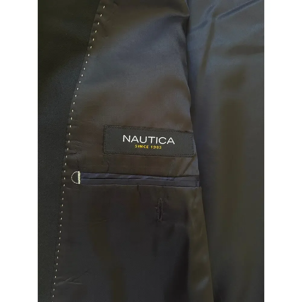Nautica Men's Wool Blend Navy 2-Button Blazer Sport Coat, Size 42R (298)
